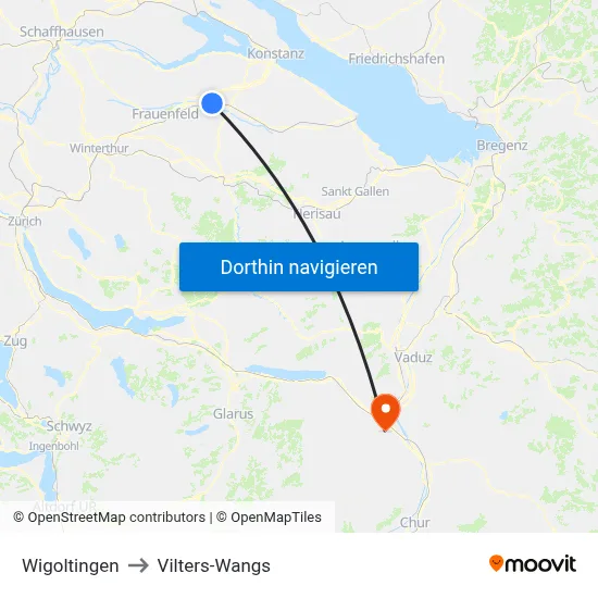 Wigoltingen to Vilters-Wangs map