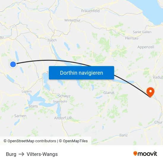 Burg to Vilters-Wangs map