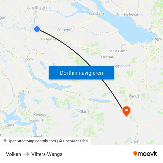 Volken to Vilters-Wangs map