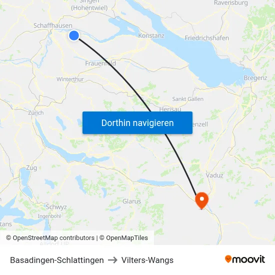 Basadingen-Schlattingen to Vilters-Wangs map