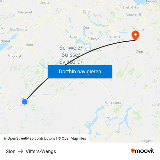 Sion to Vilters-Wangs map