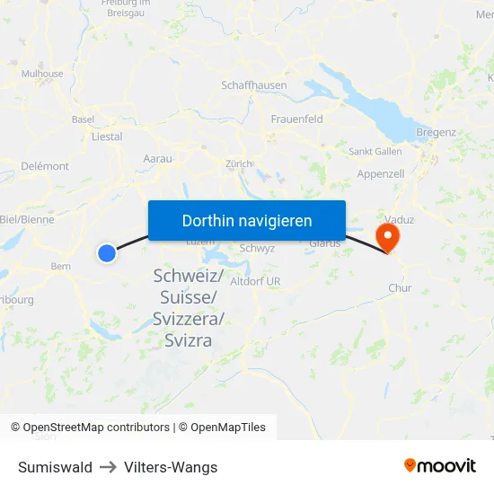 Sumiswald to Vilters-Wangs map