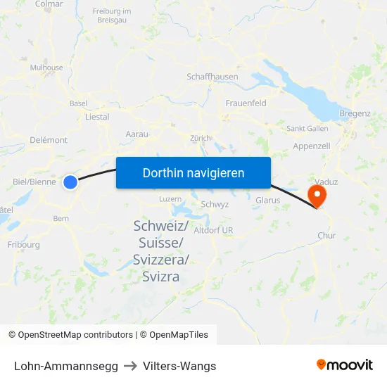 Lohn-Ammannsegg to Vilters-Wangs map