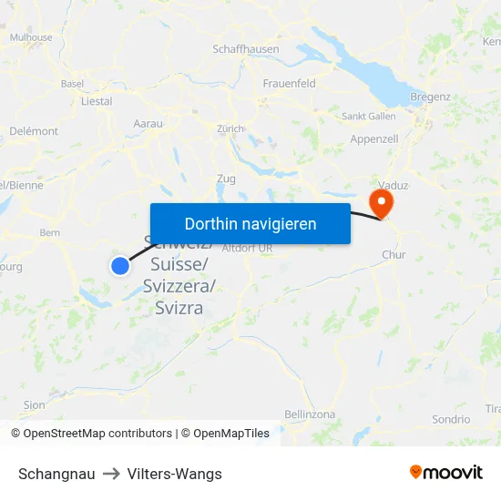 Schangnau to Vilters-Wangs map