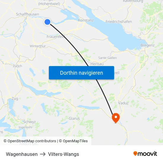 Wagenhausen to Vilters-Wangs map