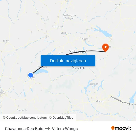 Chavannes-Des-Bois to Vilters-Wangs map