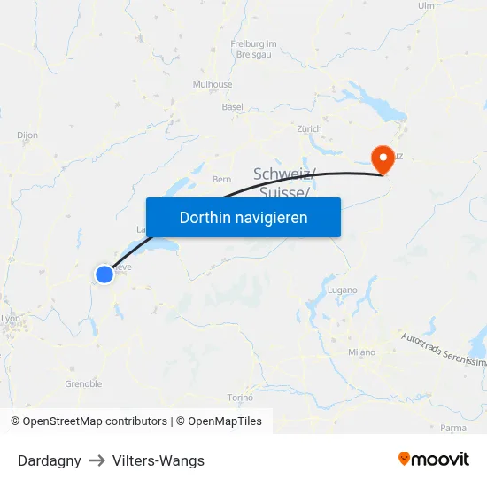 Dardagny to Vilters-Wangs map