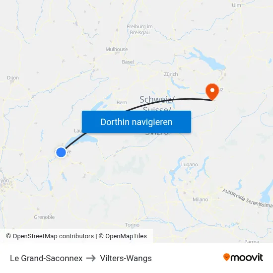 Le Grand-Saconnex to Vilters-Wangs map