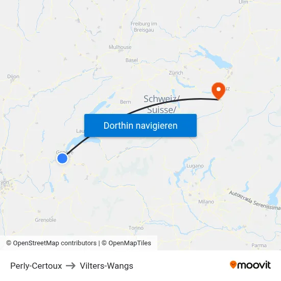 Perly-Certoux to Vilters-Wangs map