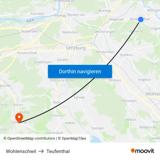 Wohlenschwil to Teufenthal map