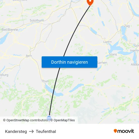 Kandersteg to Teufenthal map