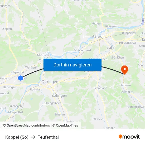 Kappel (So) to Teufenthal map