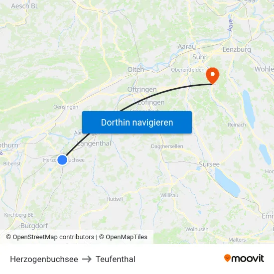 Herzogenbuchsee to Teufenthal map