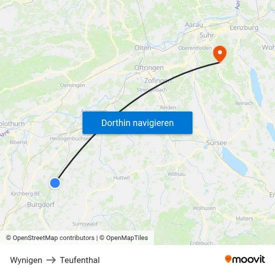 Wynigen to Teufenthal map