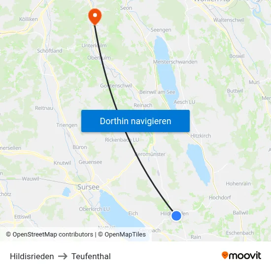 Hildisrieden to Teufenthal map