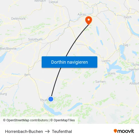 Horrenbach-Buchen to Teufenthal map