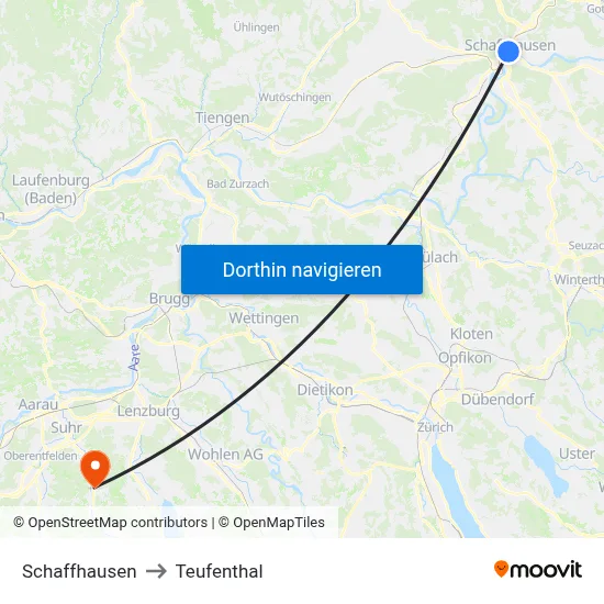 Schaffhausen to Teufenthal map