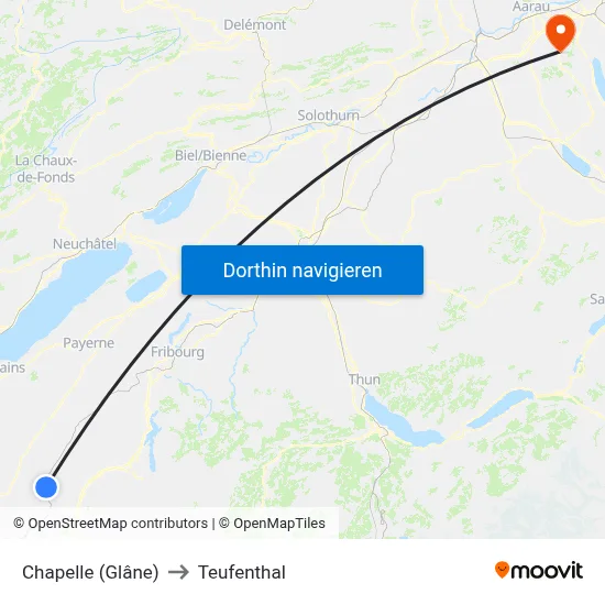 Chapelle (Glâne) to Teufenthal map