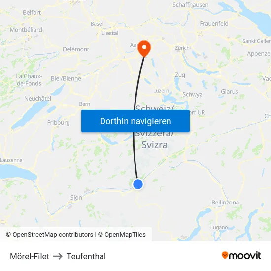 Mörel-Filet to Teufenthal map