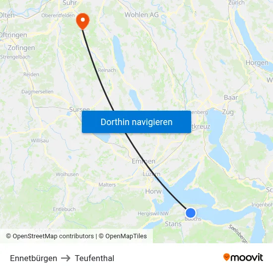 Ennetbürgen to Teufenthal map