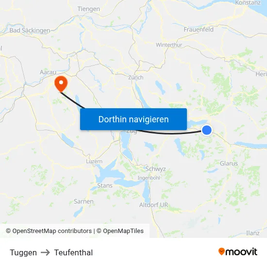 Tuggen to Teufenthal map