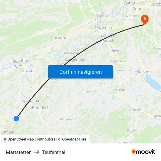 Mattstetten to Teufenthal map