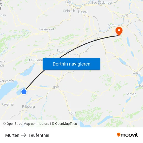 Murten to Teufenthal map