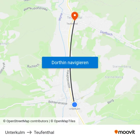 Unterkulm to Teufenthal map