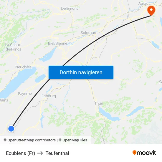 Ecublens (Fr) to Teufenthal map