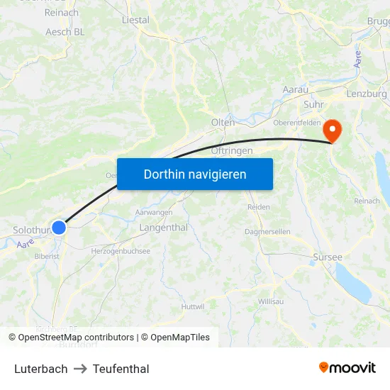 Luterbach to Teufenthal map