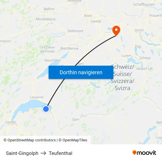 Saint-Gingolph to Teufenthal map