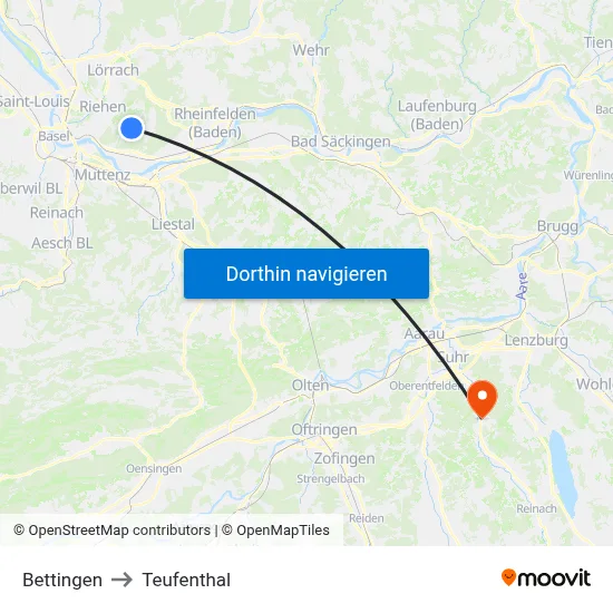 Bettingen to Teufenthal map