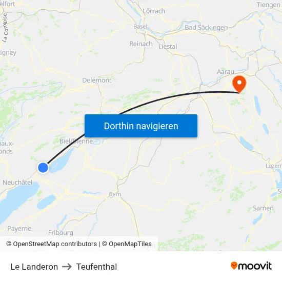 Le Landeron to Teufenthal map