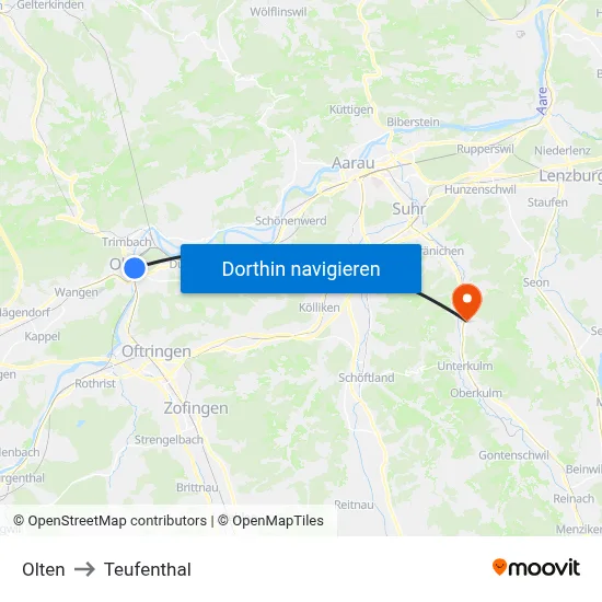 Olten to Teufenthal map