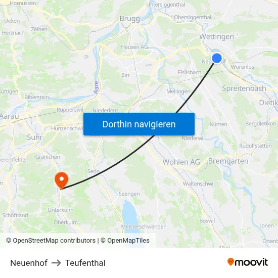 Neuenhof to Teufenthal map