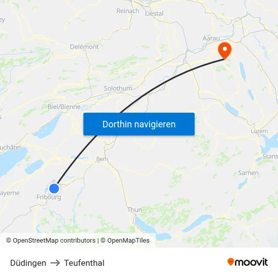 Düdingen to Teufenthal map