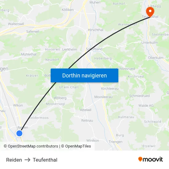 Reiden to Teufenthal map