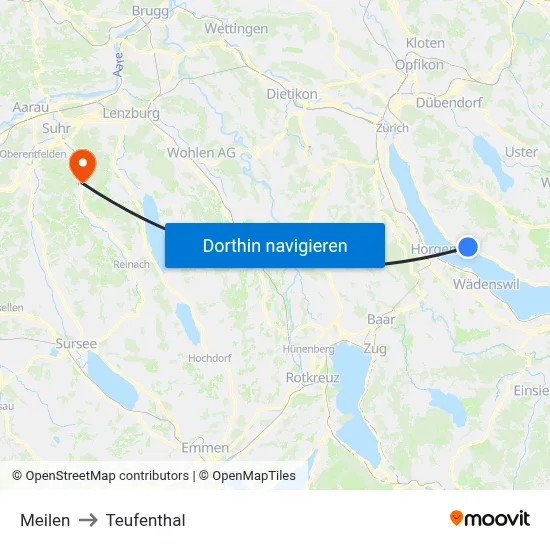 Meilen to Teufenthal map
