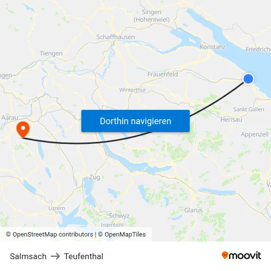 Salmsach to Teufenthal map