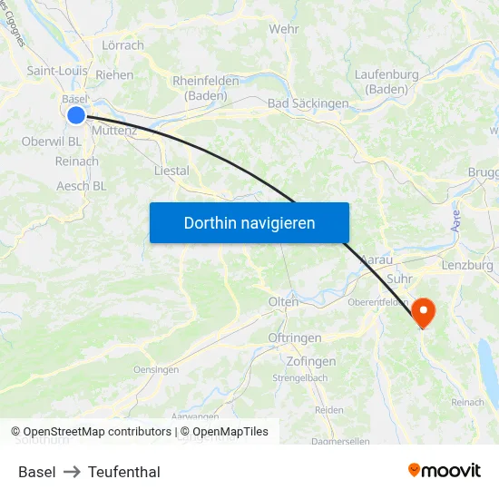 Basel to Teufenthal map