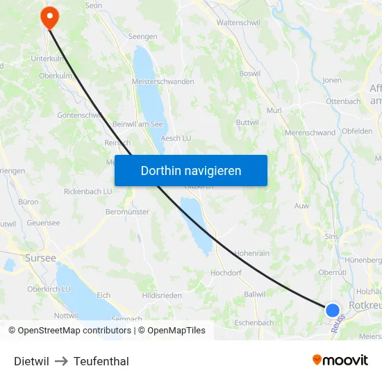 Dietwil to Teufenthal map