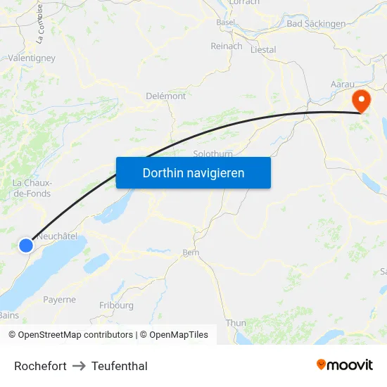 Rochefort to Teufenthal map