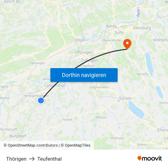 Thörigen to Teufenthal map