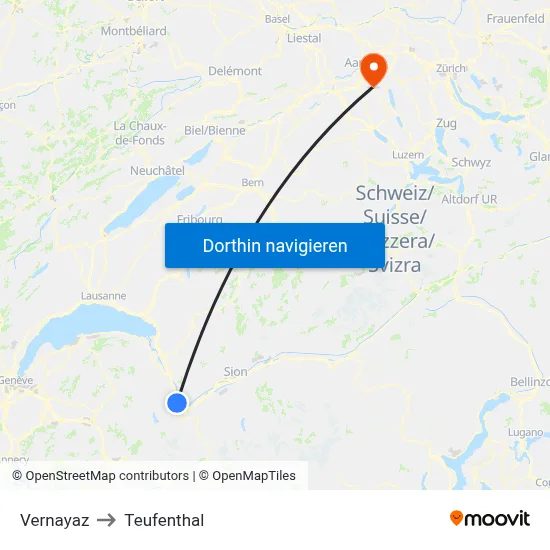 Vernayaz to Teufenthal map