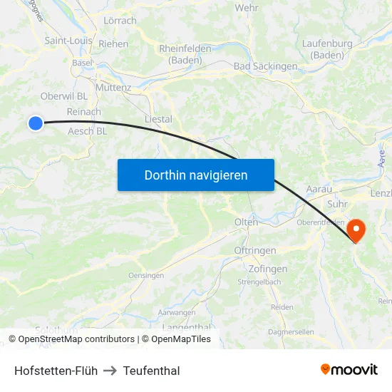 Hofstetten-Flüh to Teufenthal map