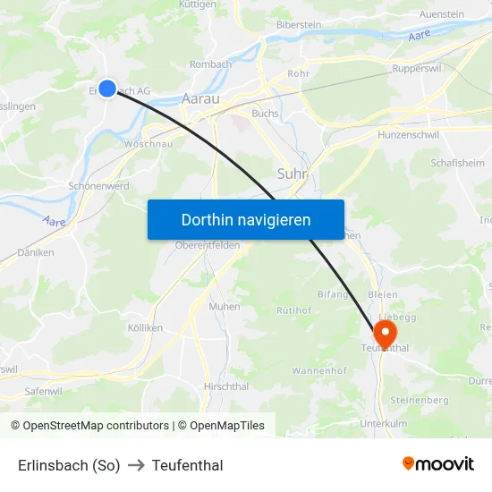 Erlinsbach (So) to Teufenthal map