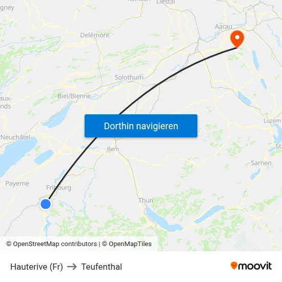 Hauterive (Fr) to Teufenthal map