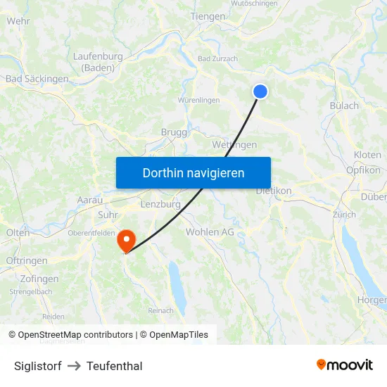 Siglistorf to Teufenthal map
