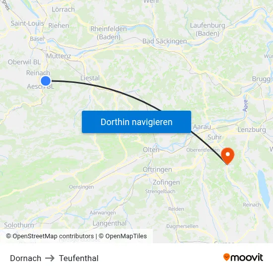 Dornach to Teufenthal map