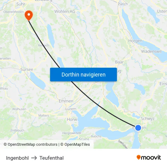 Ingenbohl to Teufenthal map